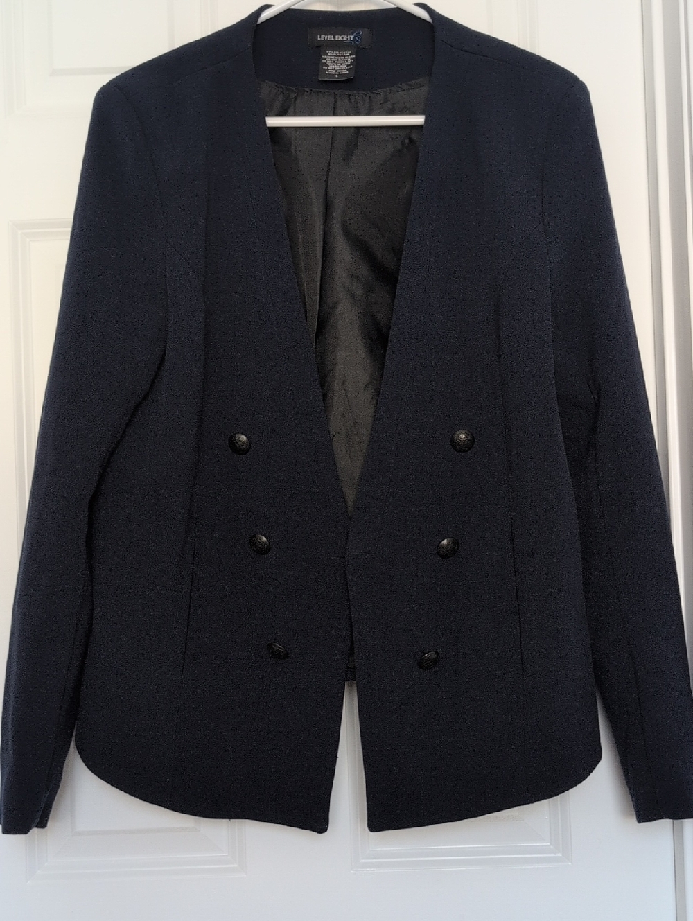 Level 8 Navy Double-Breasted Open Blazer Size Large